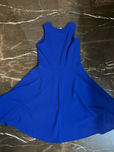 Vibrant Blue Sleeveless Fit &amp; Flare Dress