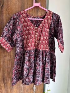 Boho Floral Print Kurta Top