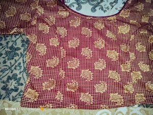 Maroon &amp; Gold Brocade Blouse