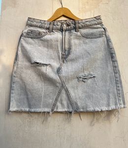 Ripped Denim Mini Skirt