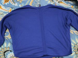 Cozy Blue Ribbed Long Sleeve Top