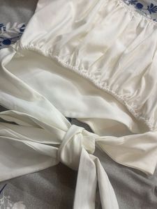 White Puff Sleeve Square Neck Crop Top