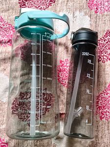 Large Water Bottle with Straw