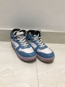 Blue & White High-Top Sneakers