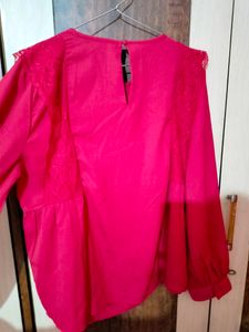 Pleated Detail Lace Inserted Top
