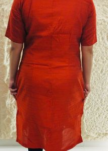 Elegant orange Straight Kurti with Black Border ❤️