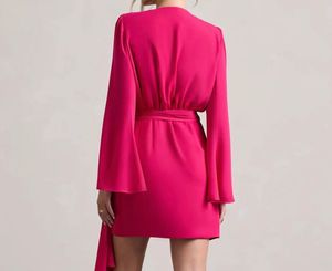 Chic Pink Wrap Dress