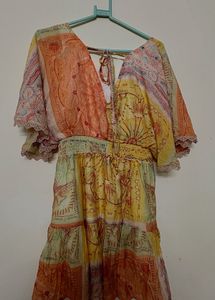 boho-inspired printed mini dress