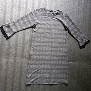 Checkered Dress with Bell Sleeves