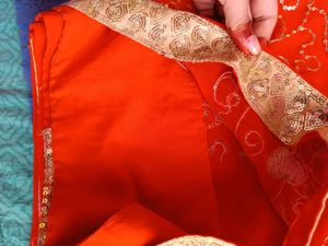 Orange Embroidered Saree