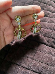 Designer Hoop Earrings with CZ Stones
