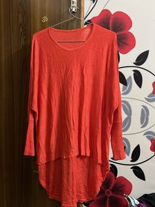 Bright Orange Long Sleeve Top for big size girls