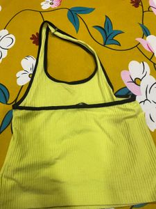 Ribbed Halter Neck Crop Top