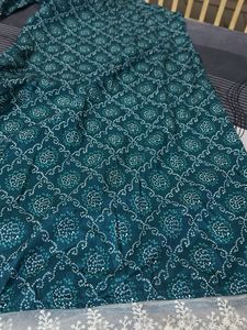 Teal Bandhani Print Kurta