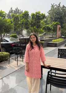 Pink hakoba Kurta with farshie salwar