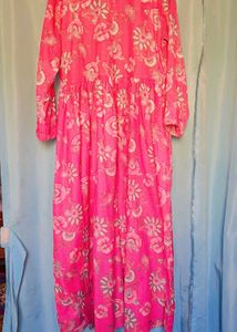 Pink Floral Print Maxi Dress
