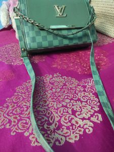 Green Checkered Crossbody Bag