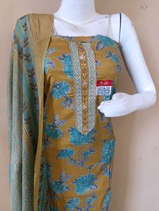Mustard Floral Kurta Set with Dupatta