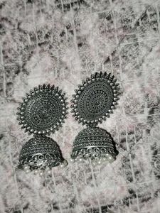 Stunning Oxidized Silver Jhumka Earrings