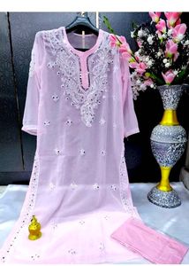 Pink Embroidered Kurta with inner