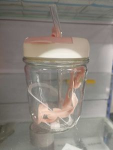 Korean Glass Water Bottle with Pink Lid