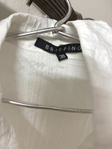 Women's White Textured Button-Down Shirt