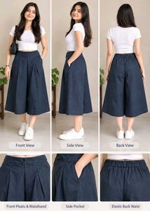 Elegant Navy Blue Wide-Leg Pleated Pants 💙✨