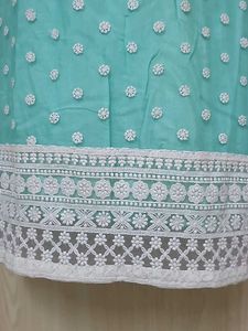 Beautiful Teal Kurta with White Lace