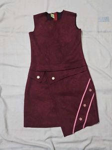 Stylish Burgundy Suede Dress