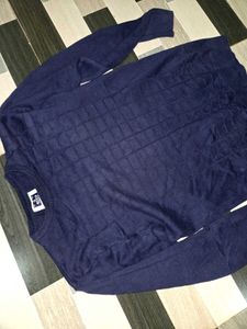 Men's Blue Knit Pullover Sweater