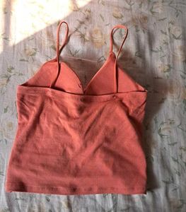 Coral Twist Front Crop Top