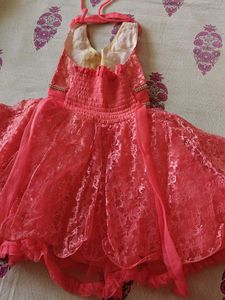Cute Coral Lace Party Dress