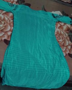 Teal Embroidered shiffon Kurta Set