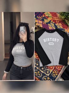 Grey & Black "History 1988" Raglan Top