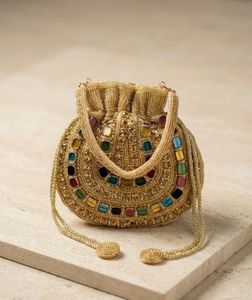 Embellished Golden Potli Bag