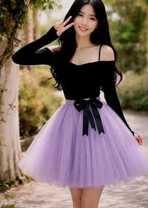 Elegant Black Top &amp; Lavender Tulle Skirt Set