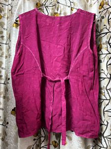 Vibrant Pink Embroidered Sleeveless Kurta