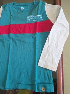 Teal &amp; White Graphic Long Sleeve Tee