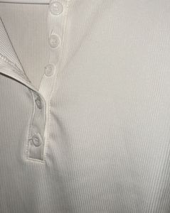 White Long Sleeve Henley Top