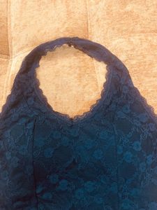 Y2k Lace trim Halter Crop Top-New