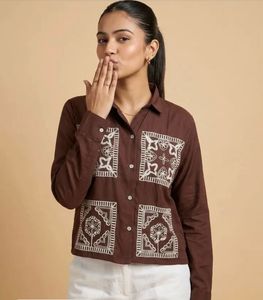 Designer Boho Print Button-Up Shirt new