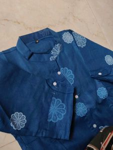 New Blue Floral Print Kurta