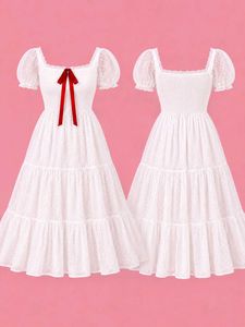Whimsy white bow cottage core lolita dress