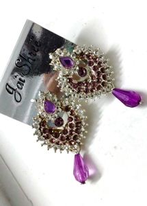 Stunning Purple &amp; Silver Dangle Earrings