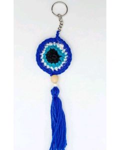 Crocheted Evil Eye Keychain