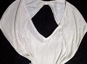Chic White Pleated Cut-Out Top