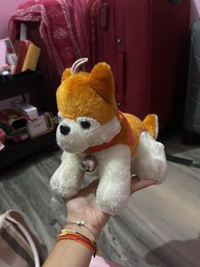 Cute Plush Dog Toy with Bell Collar