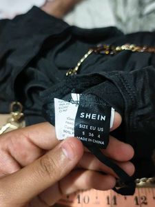 Black Flared Pants with Chain Detail