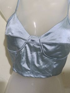 Blue Satin Corset Top