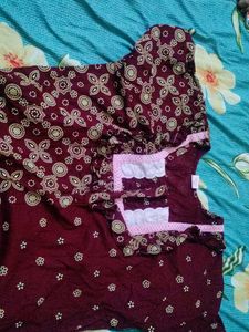 Maroon Printed Nightgown for Women